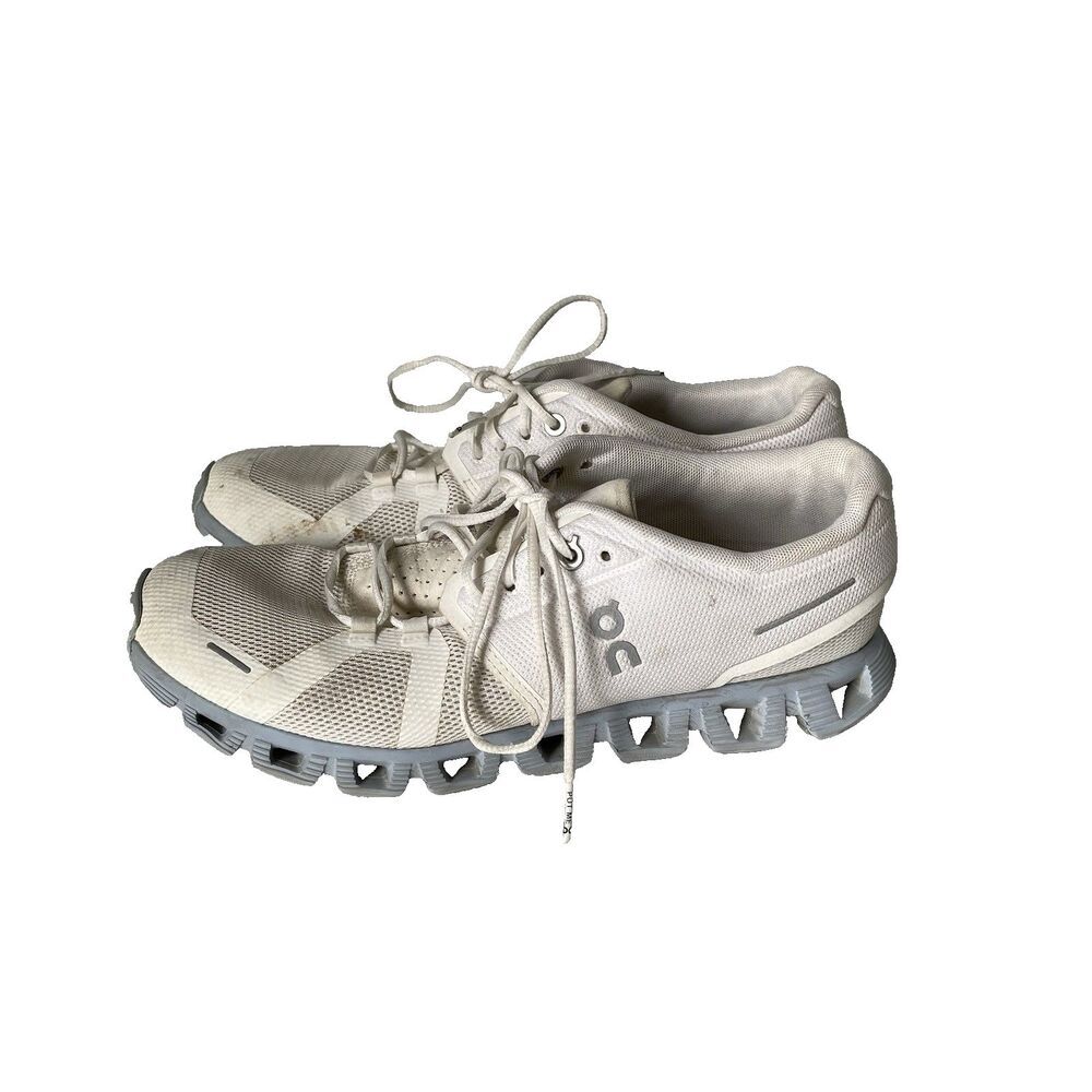On Running Cloud 5 Athletic Shoes Supportive White Blue Women's Size 9.5